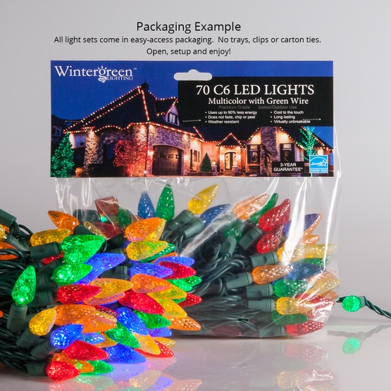 LED Christmas Lights 70 C6 Red LED String Lights, 4" Spacing