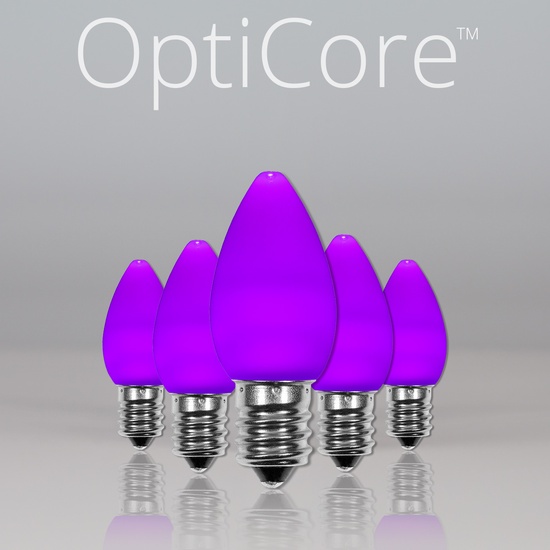 C7 Purple Smooth OptiCore LED Christmas Light Bulbs