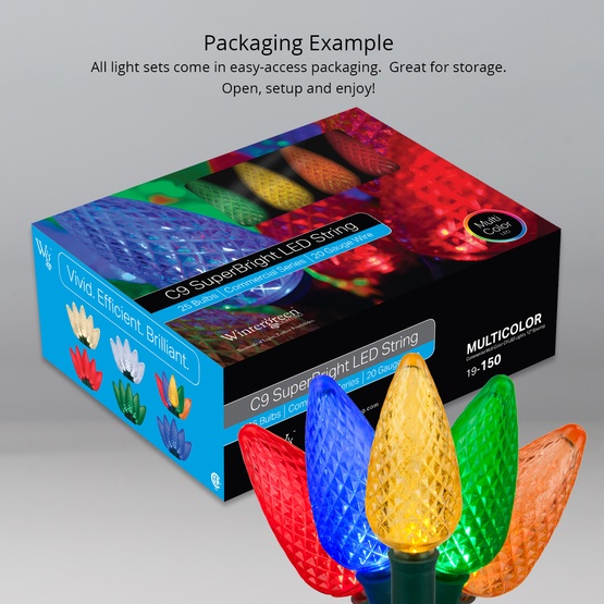 LED Christmas Lights Commercial 25 Multi Color C9 LED Christmas