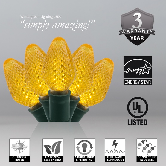 LED Christmas Lights Commercial 25 C7 Gold LED Christmas Lights, 12