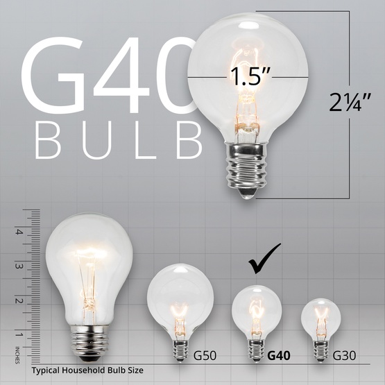 25 G40 Transparent Multicolor Patio String Lights on Green Wire