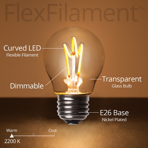 G45 120V Dimmable Warm White FlexFilament TM LED Edison Bulb Globe Light Bulb Transparent Glass LED Light Bulbs