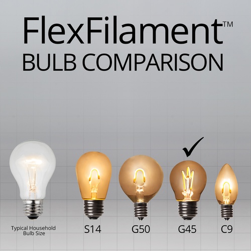 G45 120V Dimmable Warm White FlexFilament TM LED Edison Bulb Globe Light Bulb Antiqued Glass LED Light Bulbs