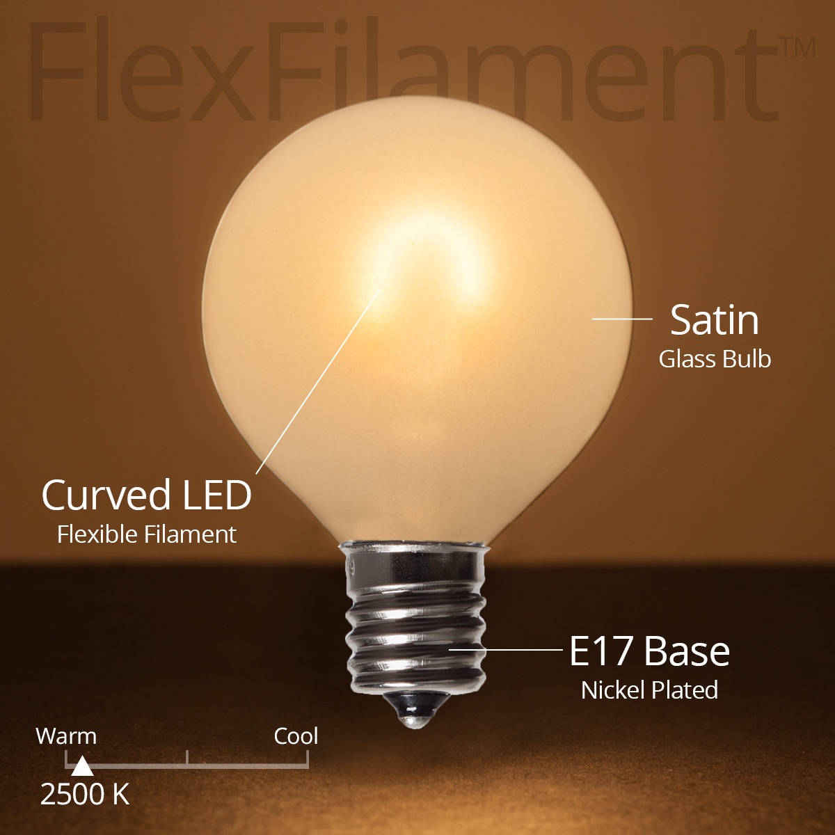 LED Christmas Lights - G50 120V Warm White FlexFilament TM LED