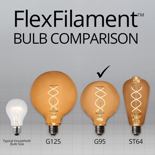 G95 120V Dimmable Warm White FlexFilament TM LED Edison Bulb Globe Light Bulb Transparent Glass LED Light Bulbs
