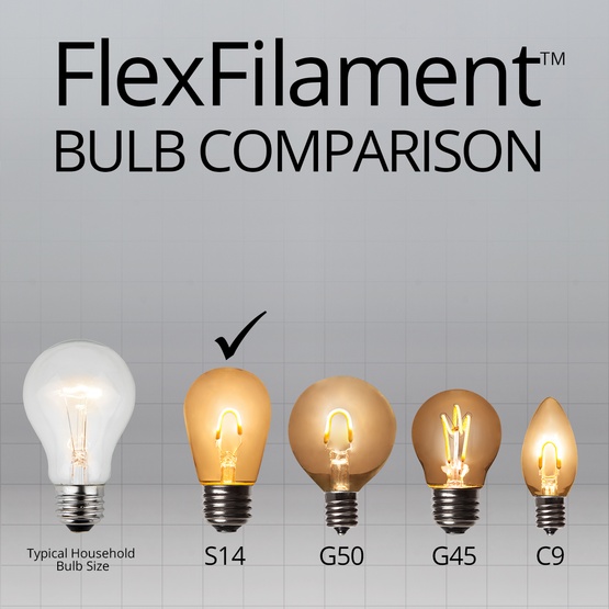 S14 120V Blue FlexFilament TM LED Edison Bulb, Transparent Glass LED Light Bulbs