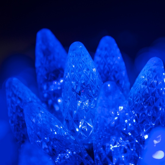 70 C6 Blue LED String Lights, 4" Spacing