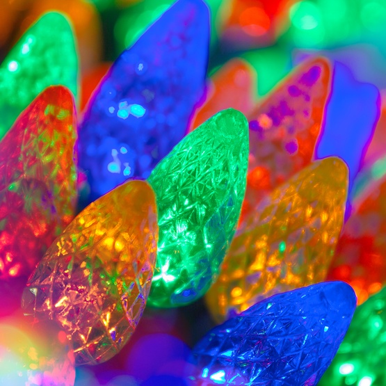 70 C6 Multi Color LED String Lights, 4" Spacing
