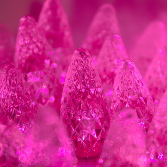 70 C6 Pink LED String Lights, 4" Spacing