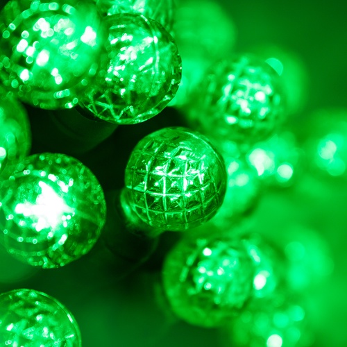 70 G12 Green LED String Lights, 4" Spacing