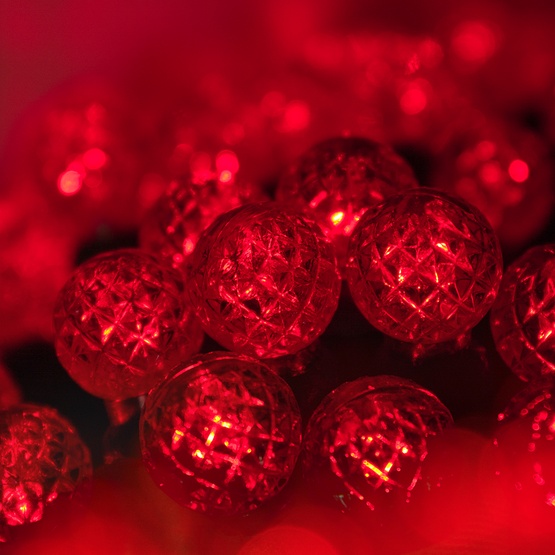 70 G12 Red LED String Lights, 4" Spacing