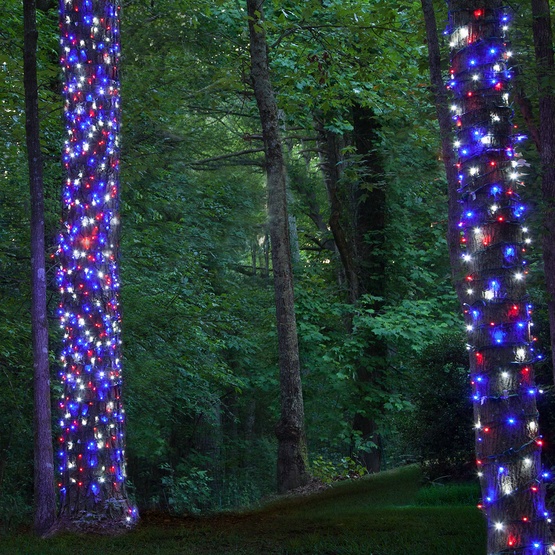70 5mm LED Patriotic Red, White and Blue Lights, 4" Spacing