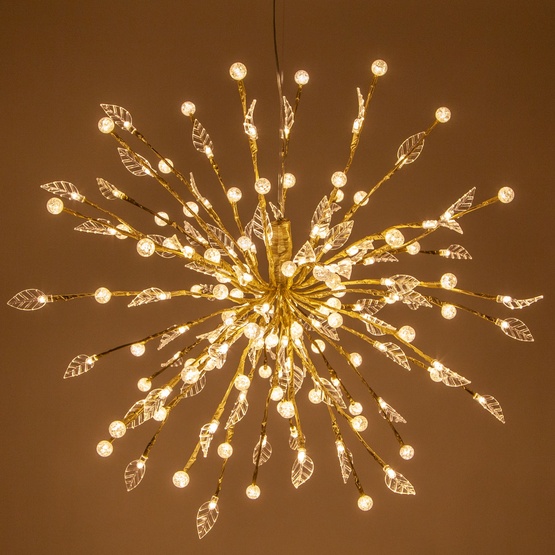 12" Gold Starburst Lighted Branches, Warm White LED Lights, 1 pc