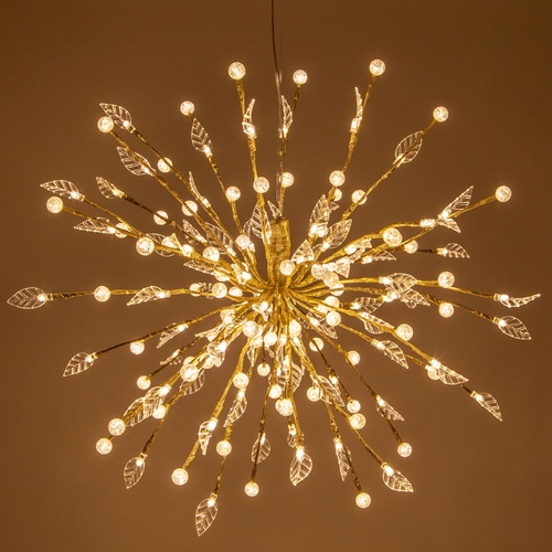 12" Gold Starburst Lighted Branches, Warm White LED Lights, 1 pc