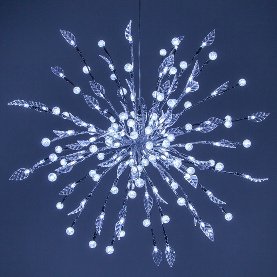 12" Silver Starburst Lighted Branches, Cool White LED Lights, 1 pc