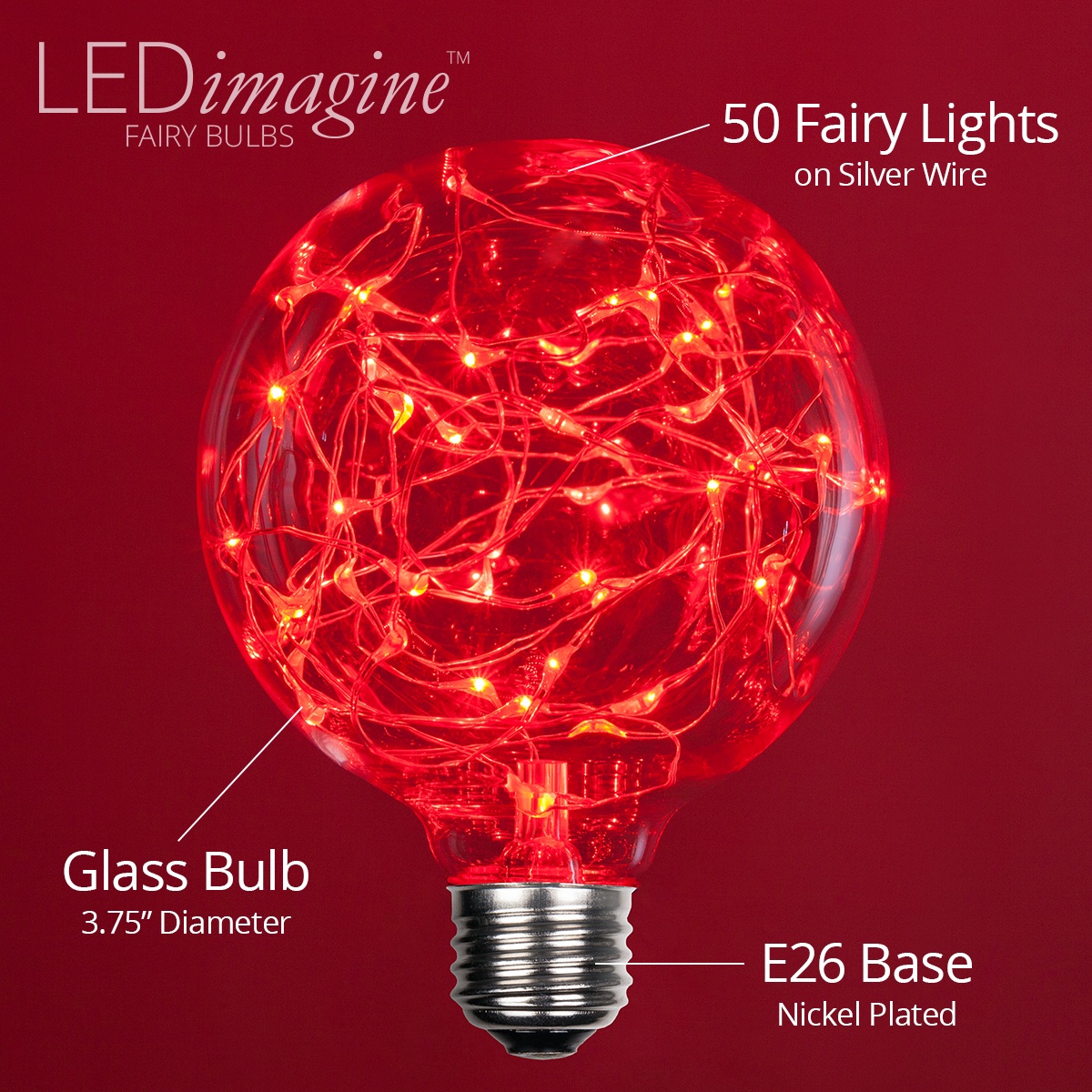 G95 Red LEDimagine TM Fairy Light Bulb