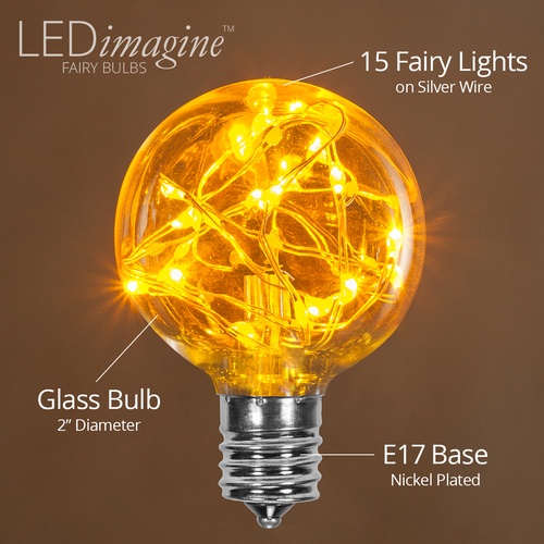 G50 Gold LEDimagine TM Fairy Light Bulb, E17 Base