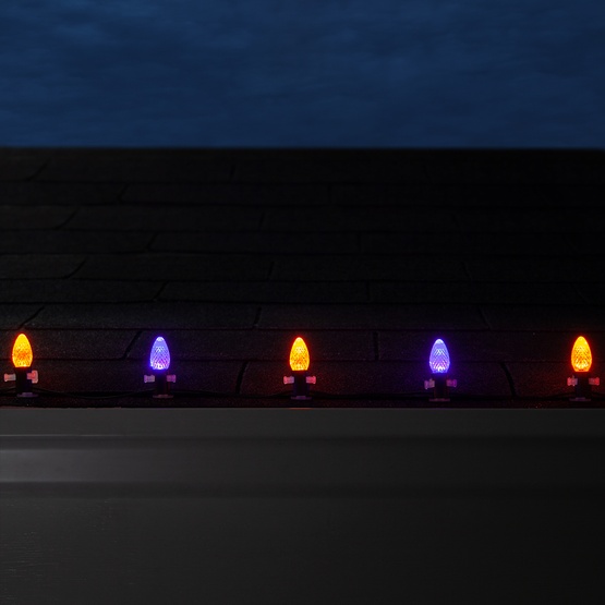 C7 Amber / Purple OptiCore Commercial LED Halloween String Lights, 50 Lights, 50'