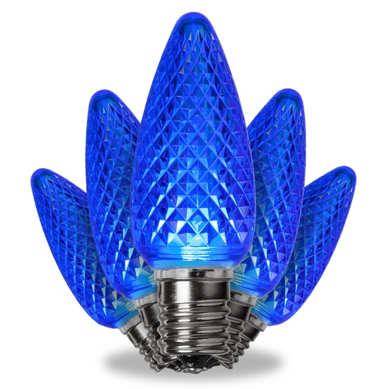 Kringle Traditions TM C9 120V Dimmable Blue LED Christmas Light Bulbs