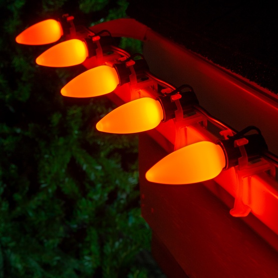C9 Amber / Orange Smooth OptiCore LED Christmas Light Bulbs