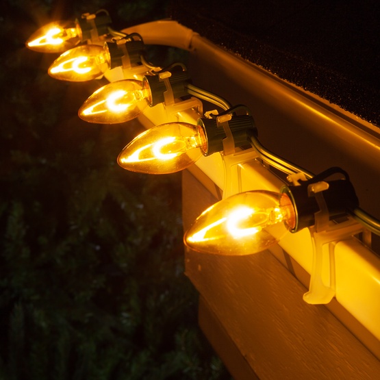 C9 120V Gold FlexFilament TM LED Vintage Christmas Light Bulb, Transparent Glass LED Light Bulbs