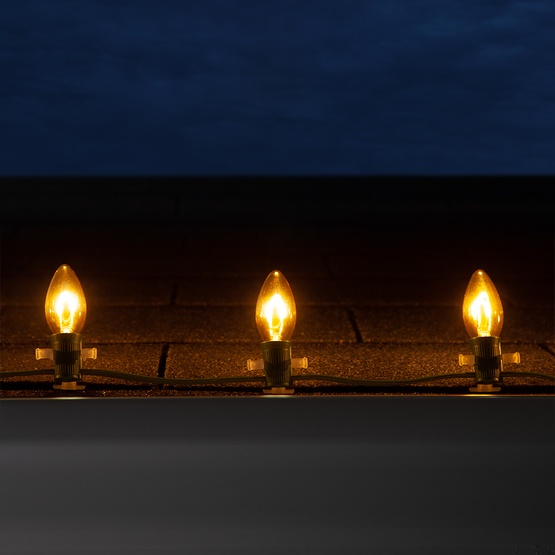 C9 120V Gold FlexFilament TM LED Vintage Christmas Light Bulb, Transparent Glass LED Light Bulbs