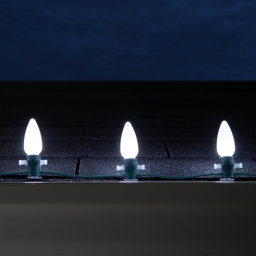 C9 Cool White Smooth OptiCore LED Christmas Light Bulbs