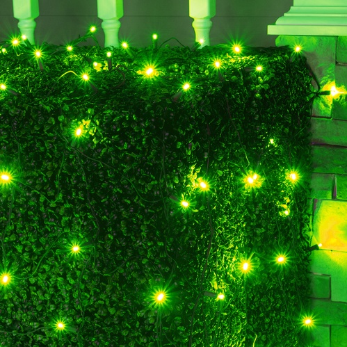 5MM 4'x6' Green LED Net Lights, Green Wire