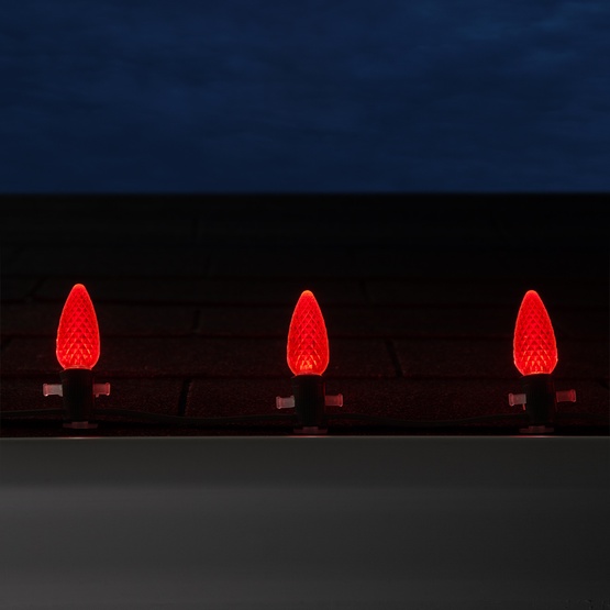 C9 Red OptiCore Commercial LED Christmas String Lights, 25 Lights, 25'