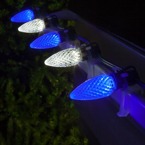 C9 Blue / Cool White OptiCore Commercial LED Christmas String Lights, 50 Lights, 50'