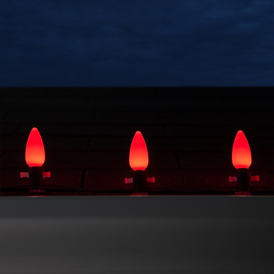 C9 Red Smooth OptiCore Commercial LED Christmas String Lights, 25 Lights, 25'