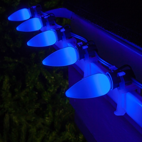 C9 Blue Smooth OptiCore Commercial LED Christmas String Lights, 25 Lights, 25'
