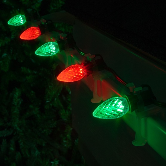 C7 Green / Red OptiCore Commercial LED Christmas String Lights, 50 Lights, 50'
