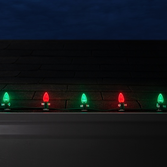 C7 Green / Red OptiCore Commercial LED Christmas String Lights, 50 Lights, 50'