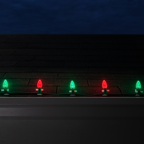 C7 Green / Red OptiCore Commercial LED Christmas String Lights, 50 Lights, 50'