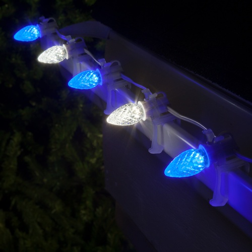 C7 Blue / Cool White OptiCore Commercial LED Christmas String Lights, 50 Lights, 50'