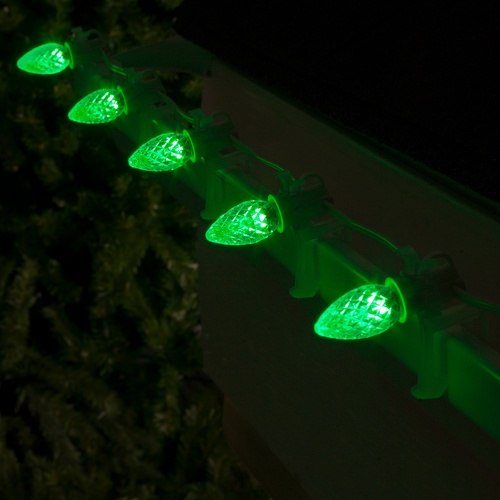 C7 Green OptiCore Commercial LED Christmas String Lights, 25 Lights, 25'