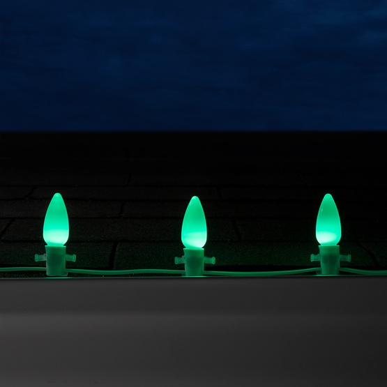 C9 Green Smooth OptiCore Commercial LED Christmas String Lights, 25 Lights, 25'