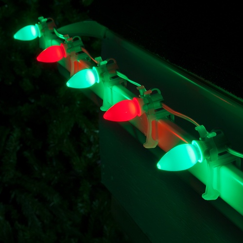C7 Green / Red Smooth OptiCore Commercial LED Christmas String Lights, 50 Lights, 50'