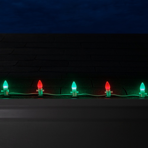 C7 Green / Red Smooth OptiCore Commercial LED Christmas String Lights, 50 Lights, 50'