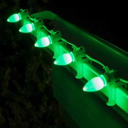 C7 Green Smooth OptiCore Commercial LED Christmas String Lights, 25 Lights, 25'