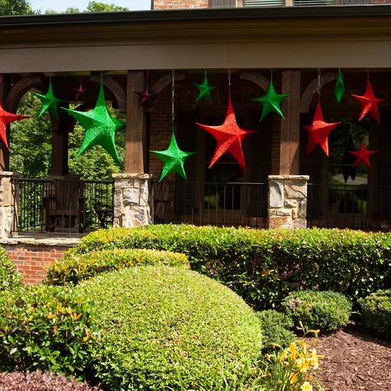 Fold Flat Red Metallic Polymesh Christmas Star, Unlit