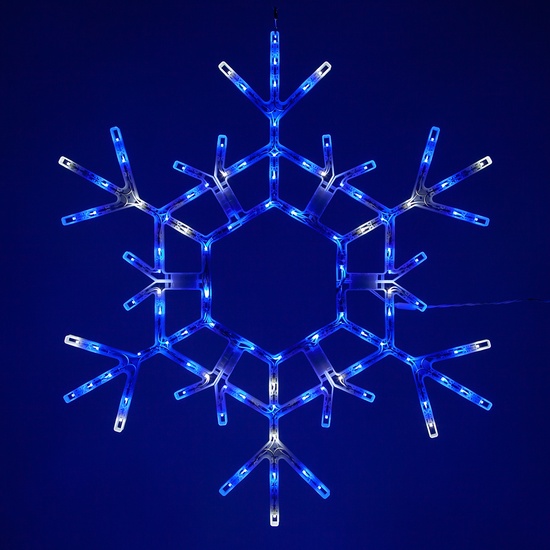 36" LED Folding Snowflake, Blue and Cool White Lights 
