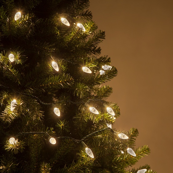 70 C6 Warm White LED String Lights, 4" Spacing