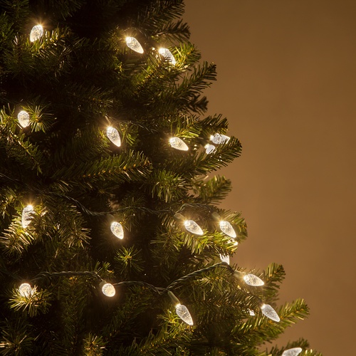 70 C6 Warm White LED String Lights, 4" Spacing