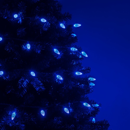70 C6 Blue LED String Lights, 4" Spacing