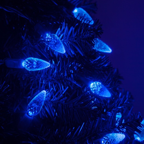 70 C6 Blue LED String Lights, 4" Spacing
