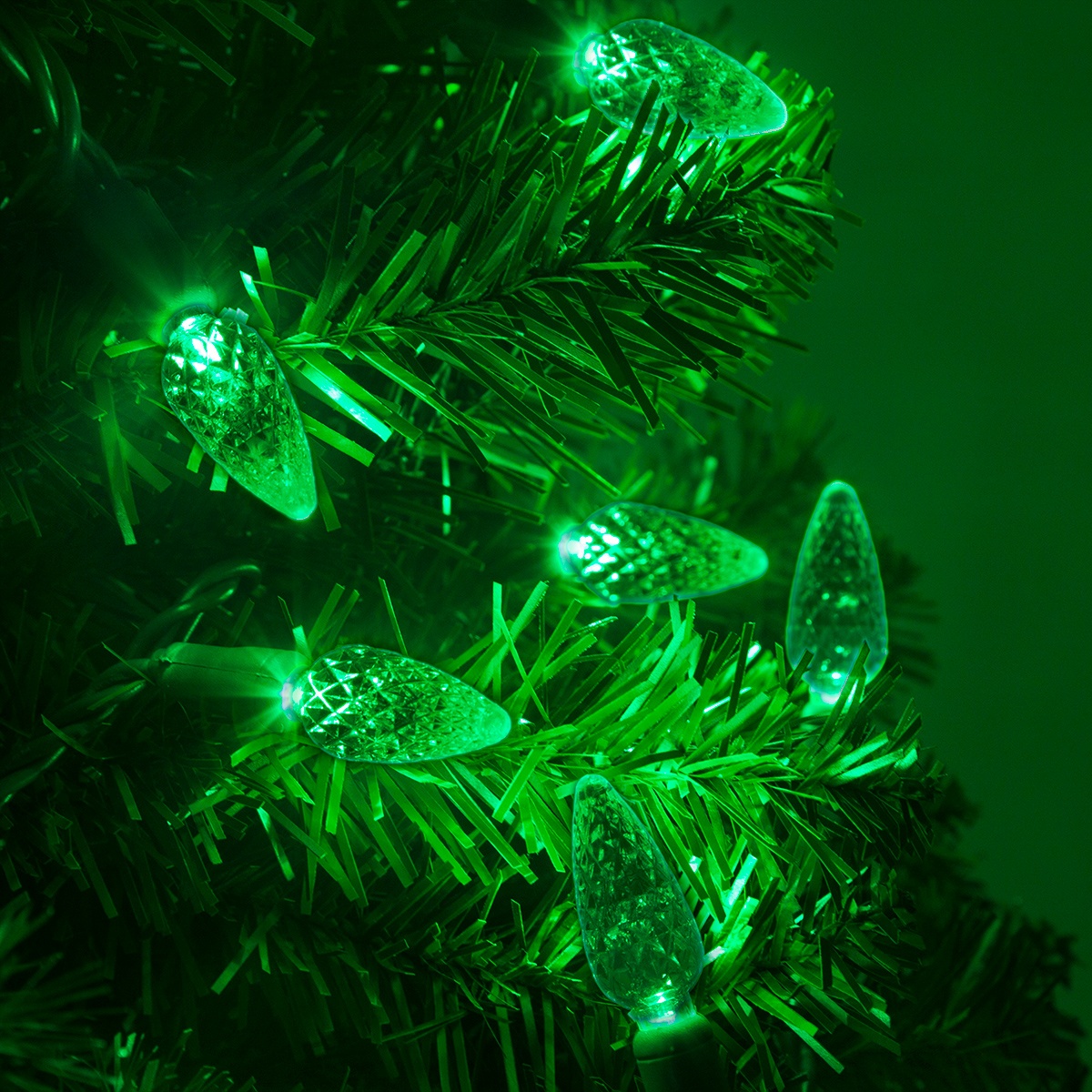 LED Christmas Lights - 70 C6 Green LED String Lights, 4