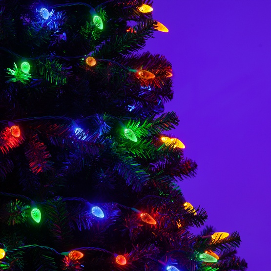 70 C6 Multi Color LED String Lights, 4" Spacing