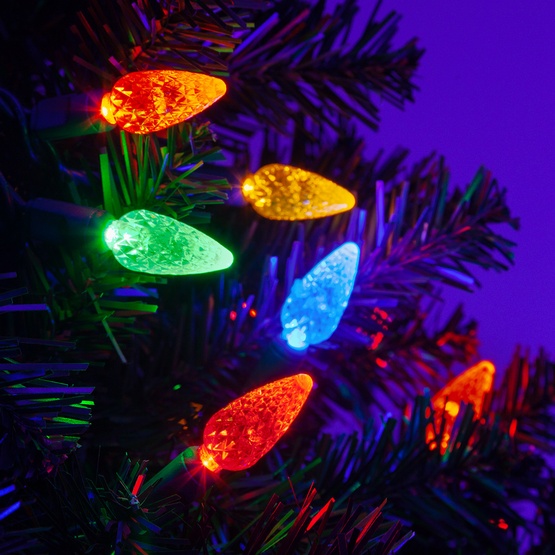 70 C6 Multi Color LED String Lights, 4" Spacing